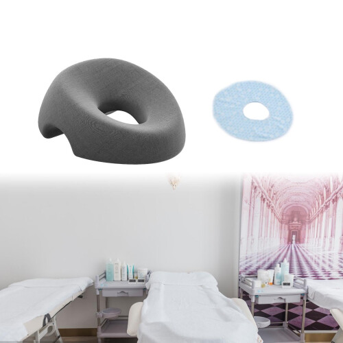 Face Down Massage Pillow with Memory Foam, Ergonomic Head Neck Support for Spa and Office, Grey 2