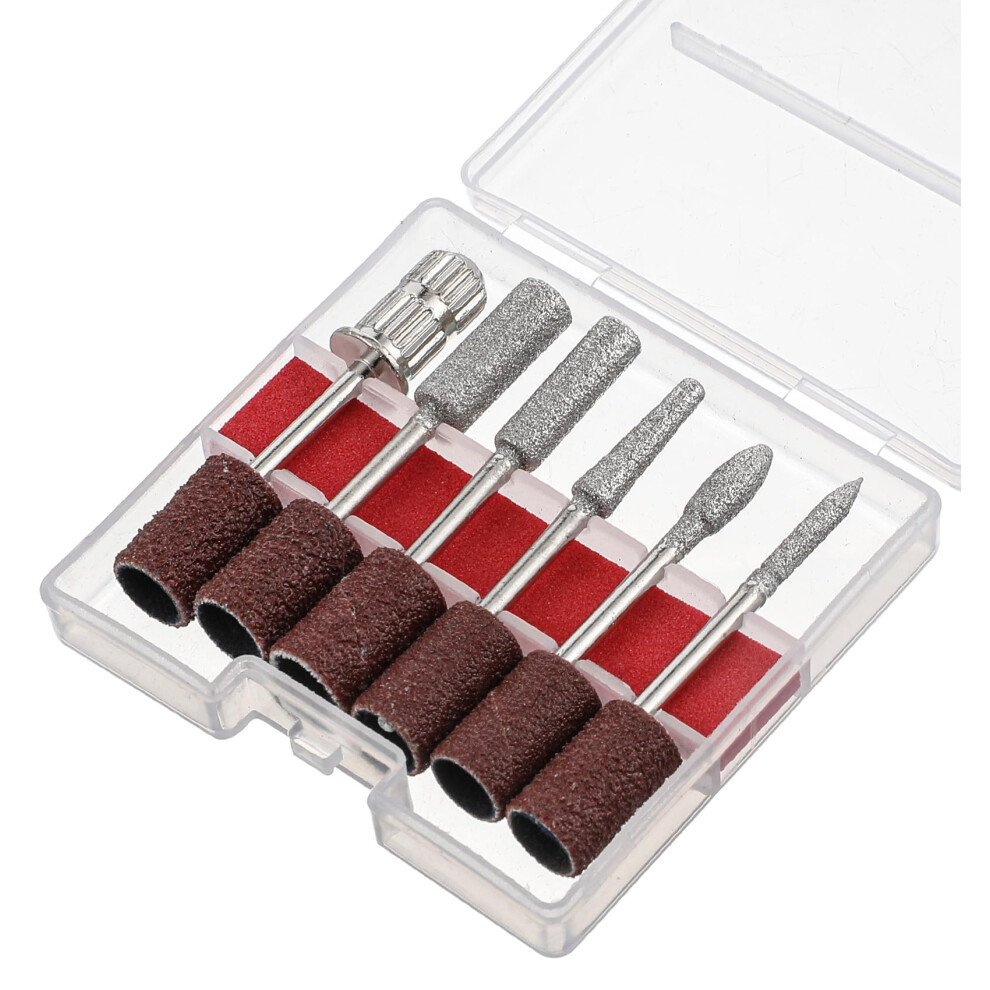 6Pcs Professional Nail Drill Bits Set 3/32' for Manicure and Pedicure with Sanding Bands