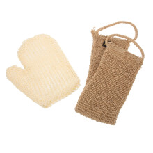 Exfoliating Back Scrubber and Bath Glove Set, Natural Jute, DoubleSided, Deep Clean for Shower