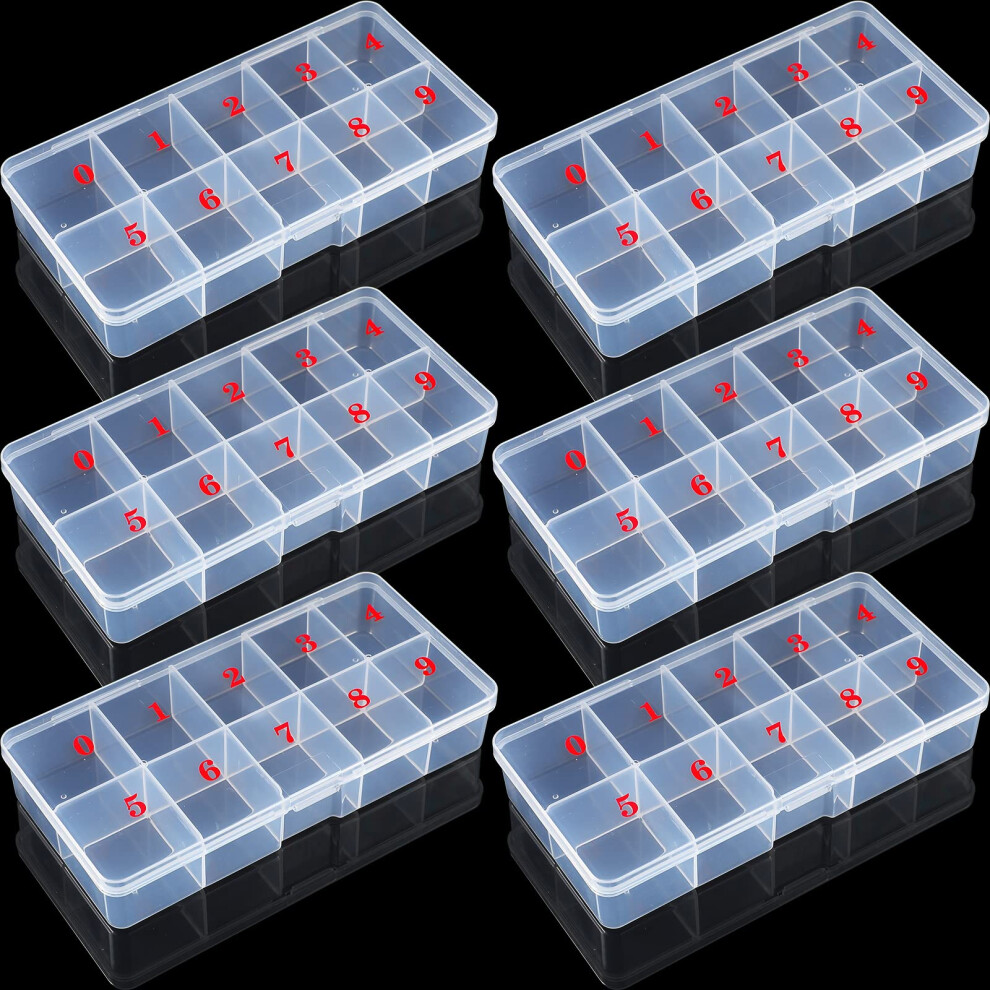 6pcs Clear Nail Tip Storage Box with Numbered Slots, False Nail Organizer for Salon and Home