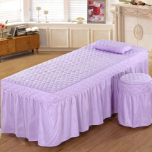 Purple Soft Fleece Massage Table Cover with Face Hole, Elastic Fit Washable Spa Bed Sheet 70x180cm