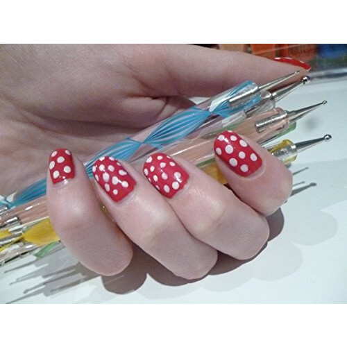 Nail Art Dotting Tools Set 5 Pcs Marbleizing Pens with DualEnded Precision Tips for Manicure 2