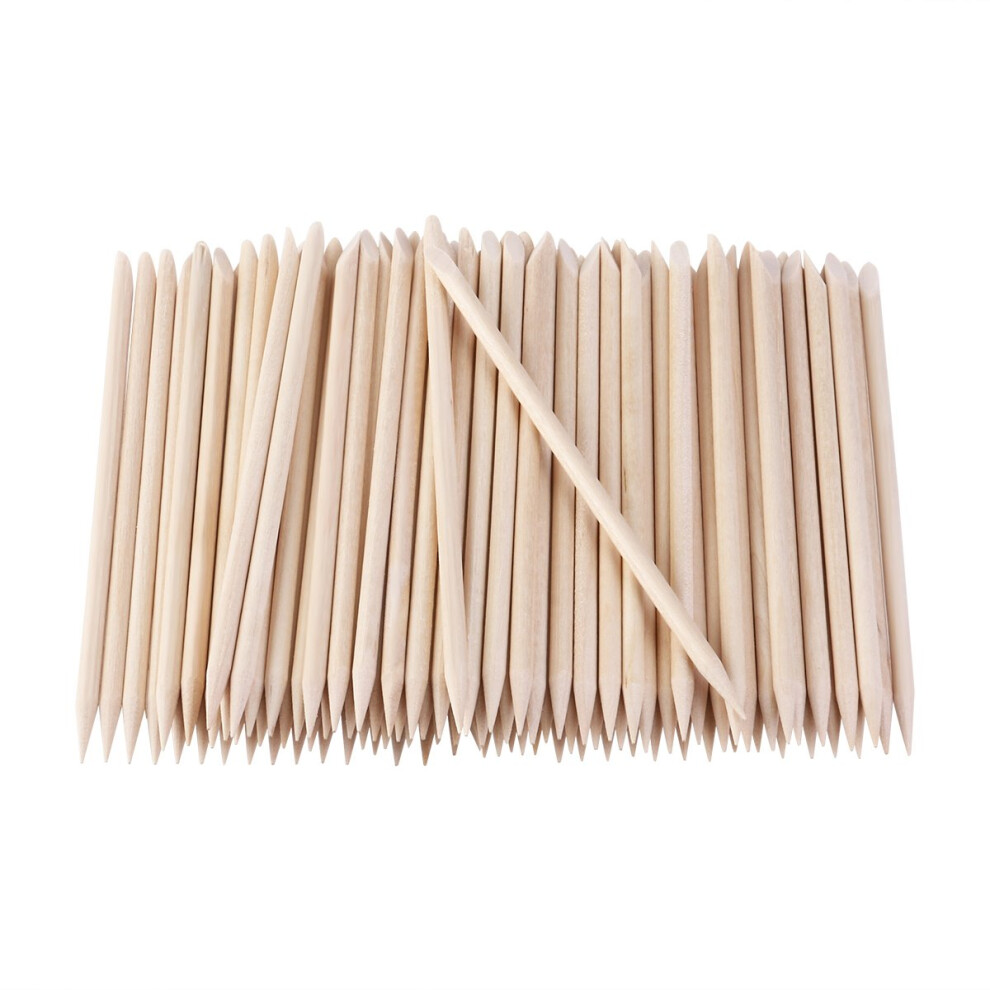 100pcs Nail Art Cuticle Pusher Manicure Wood Sticks DualEnd Cuticle Remover for Nail Care