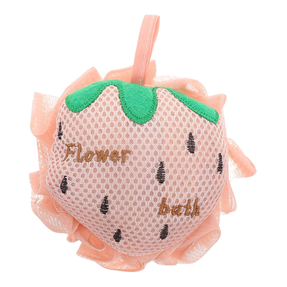 Strawberry Mesh Bath Sponge Large Exfoliating Shower Pouf with Playful Design for Full Body Cleanse