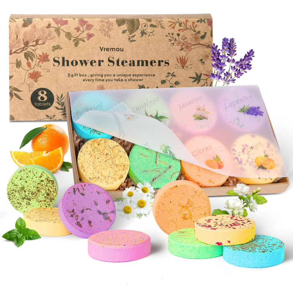 Lavender Shower Steamers Aromatherapy With Essential Oils, 8 Pack Spa Shower Bombs For Stress Relief