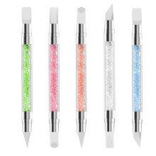 5Pcs Dual Tipped Silicone Nail Art Sculpture Pen Set with Multi Shape Tips for Gel Painting