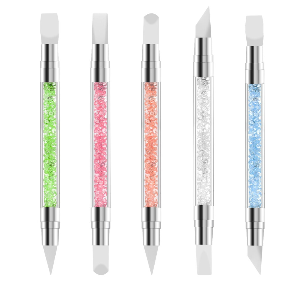 5Pcs Dual Tipped Silicone Nail Art Sculpture Pen Set with Multi Shape Tips for Gel Painting