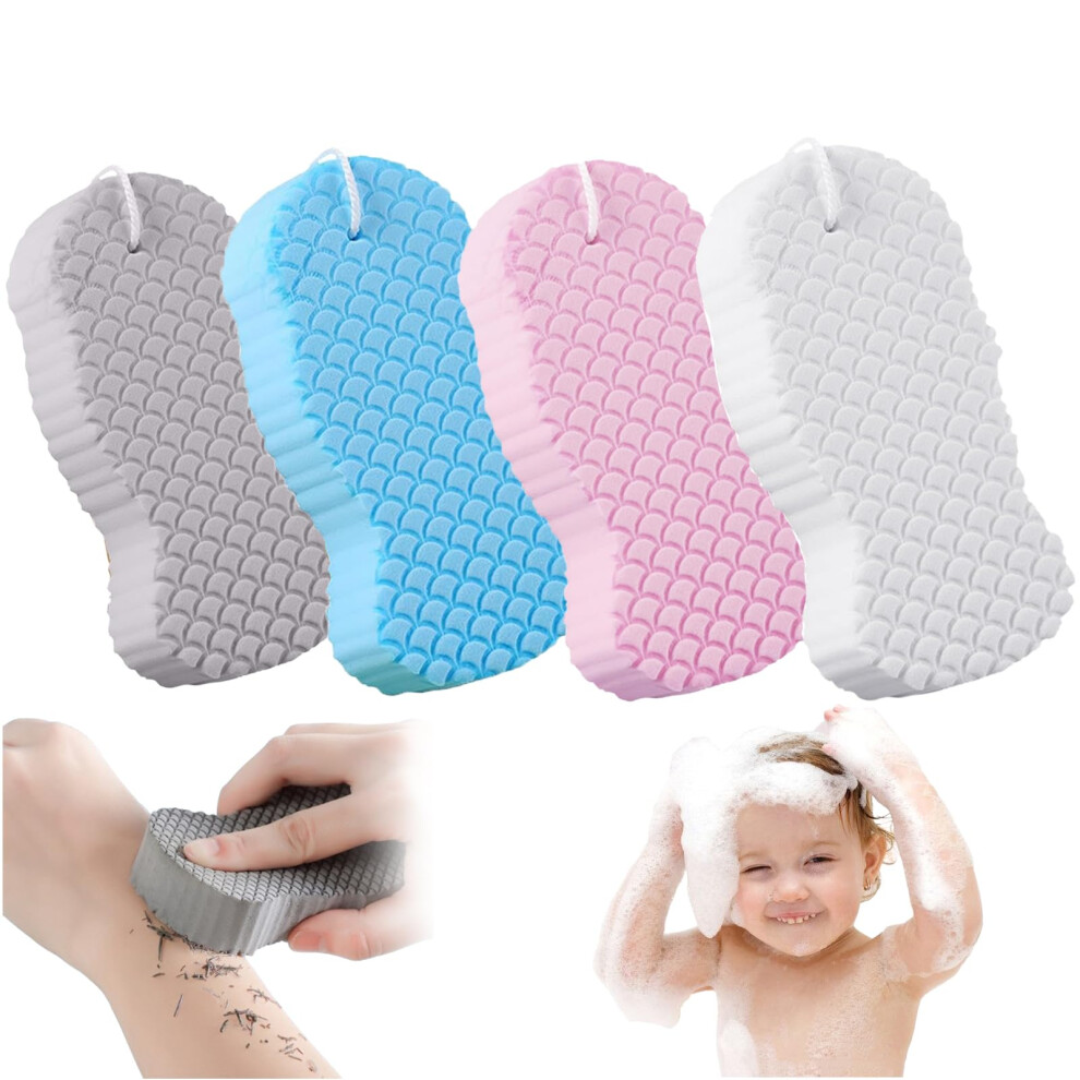 Magic Super Soft Exfoliating Bath Sponge 4pcs Gentle Body Scrubber for Smooth Radiant Skin