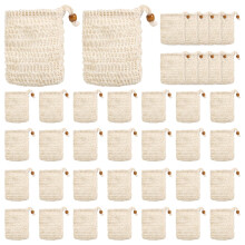 40 Pack Natural Sisal Soap Saver Bags with Drawstring for Gentle Skin Exfoliation in Bath and Shower