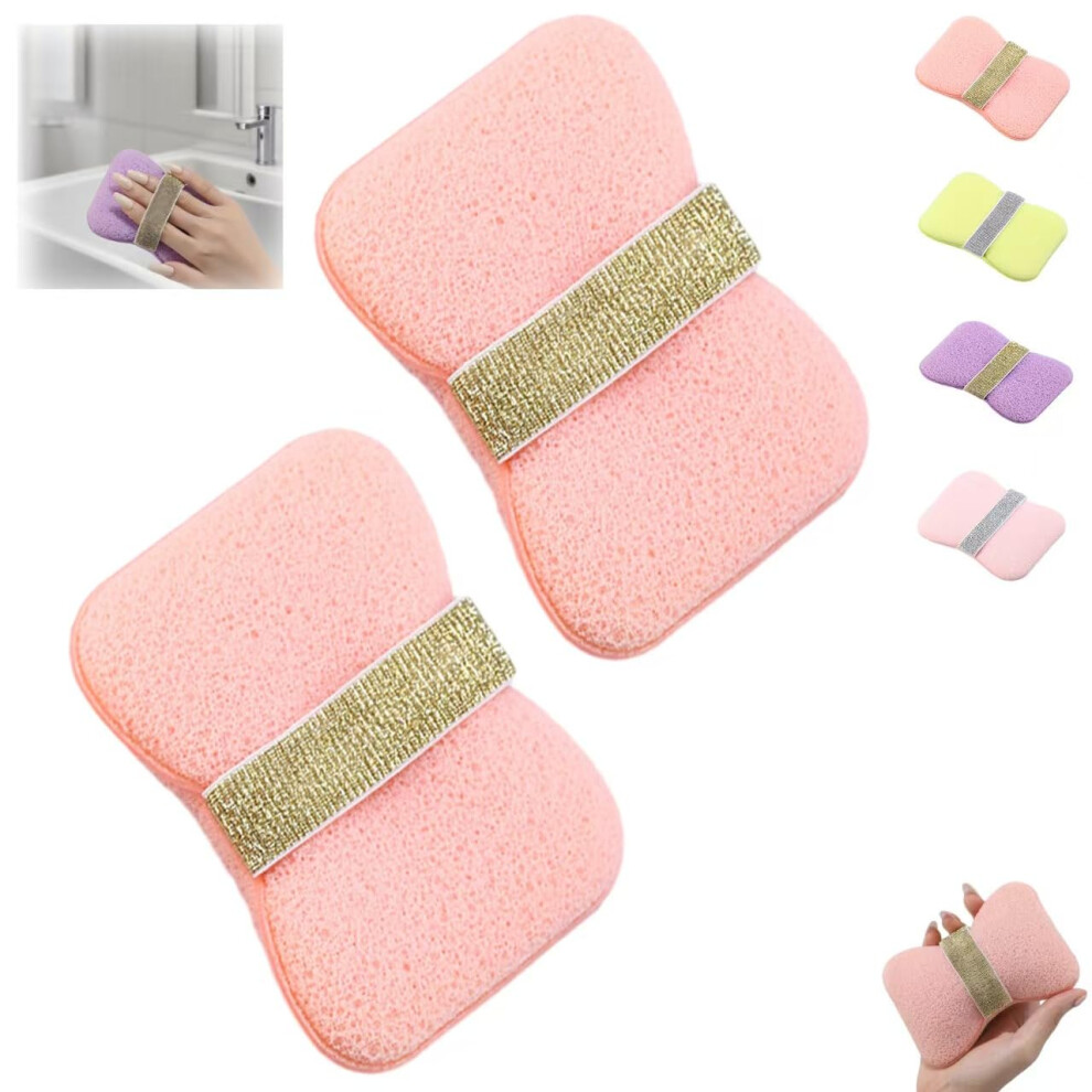 Bath Soap Sponge with Soap Pouch, Exfoliating Shower Sponge for Women, Rich Foam, Travel Friendly