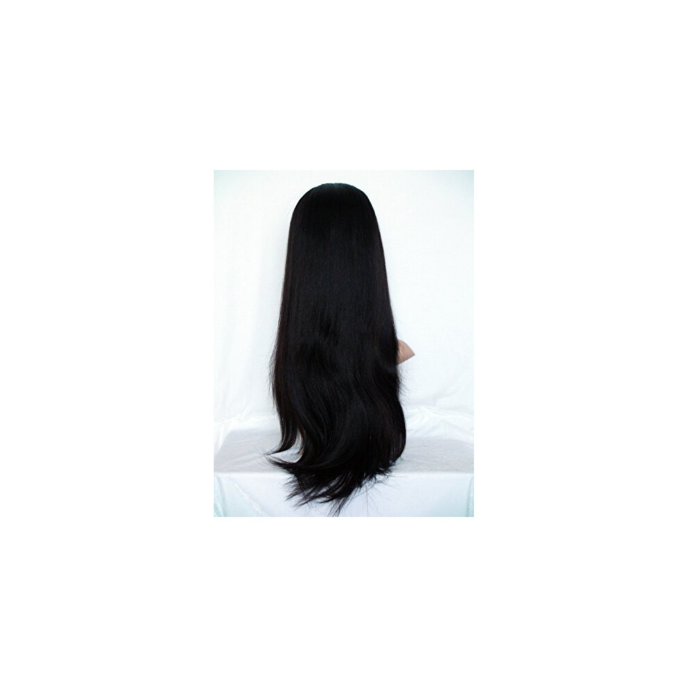 Unisex Brown 20 Inch Human Hair Lace Front Wig Dark Italian Yaki Glueless Full Lace Virgin Remy Natural Movement