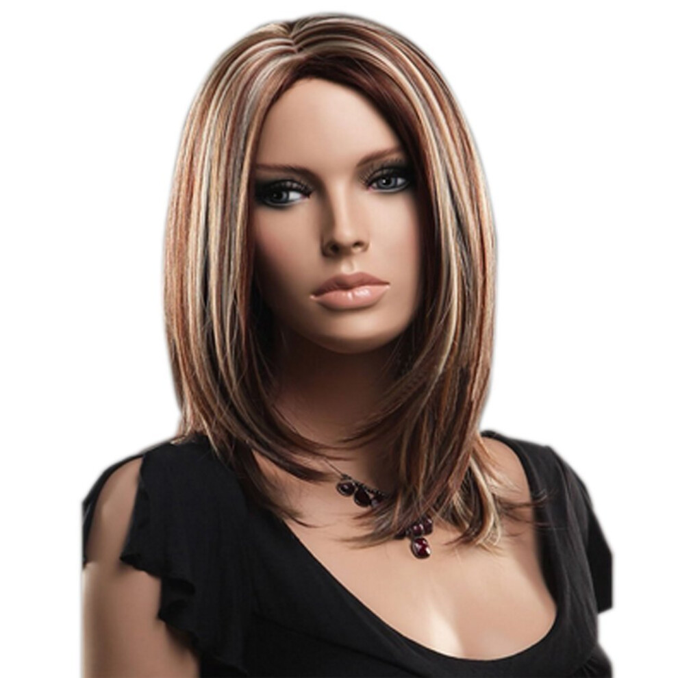 Unisex Women's Long Straight Wig With Highlights, Layered Design And Wig Cap For Instant Style Transformation