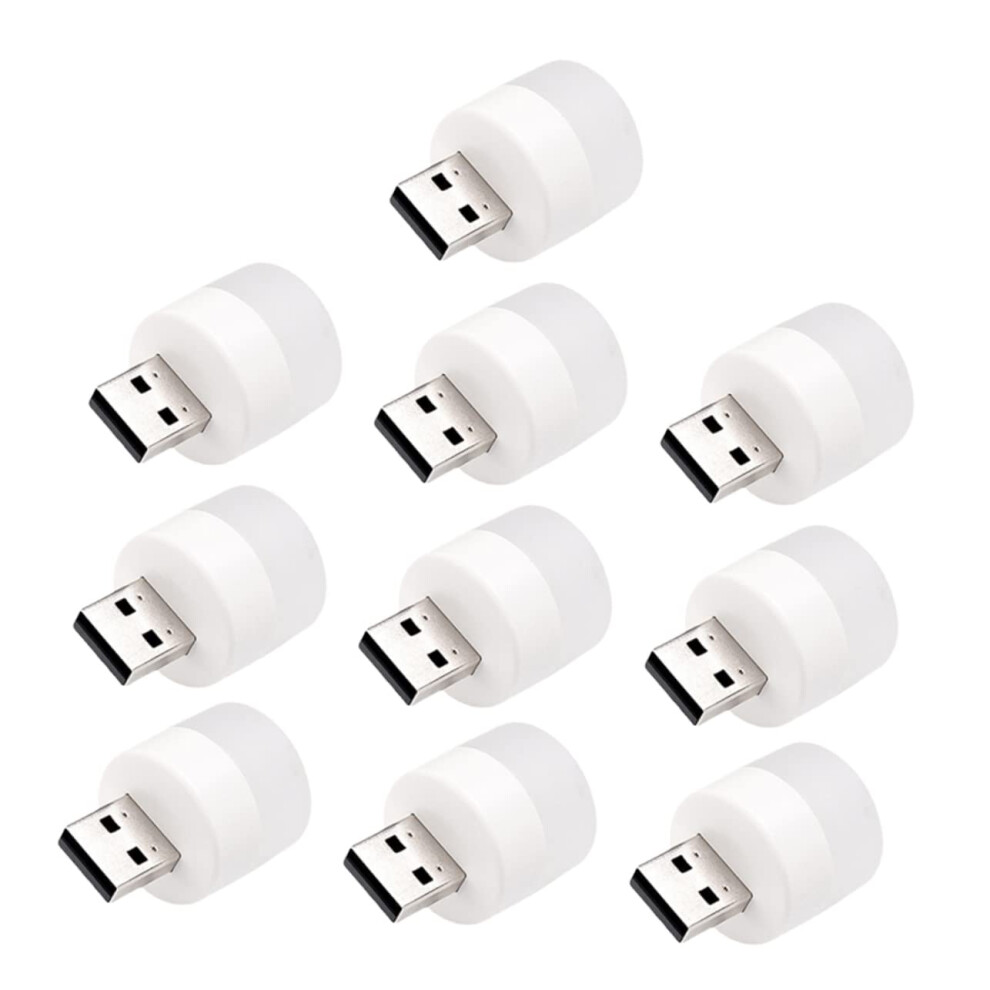 10Pcs Usb Night Warm Led For Car Interior Ambient Ing And Home Relaxation Light/White 9092120536294