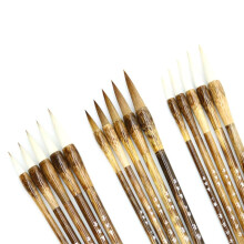 Chinese Calligraphy Brush with Goat Hair, Smooth Ink Flow, Comfortable Bamboo Grip, Medium Size