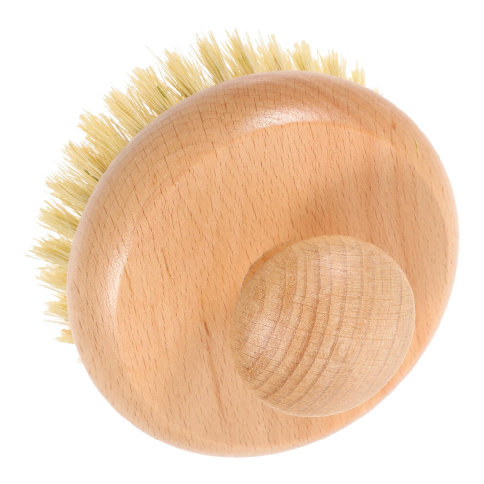 Durable Round Shower Brush with Beech Wood Handle, Back Scrubber for Exfoliating and Massage