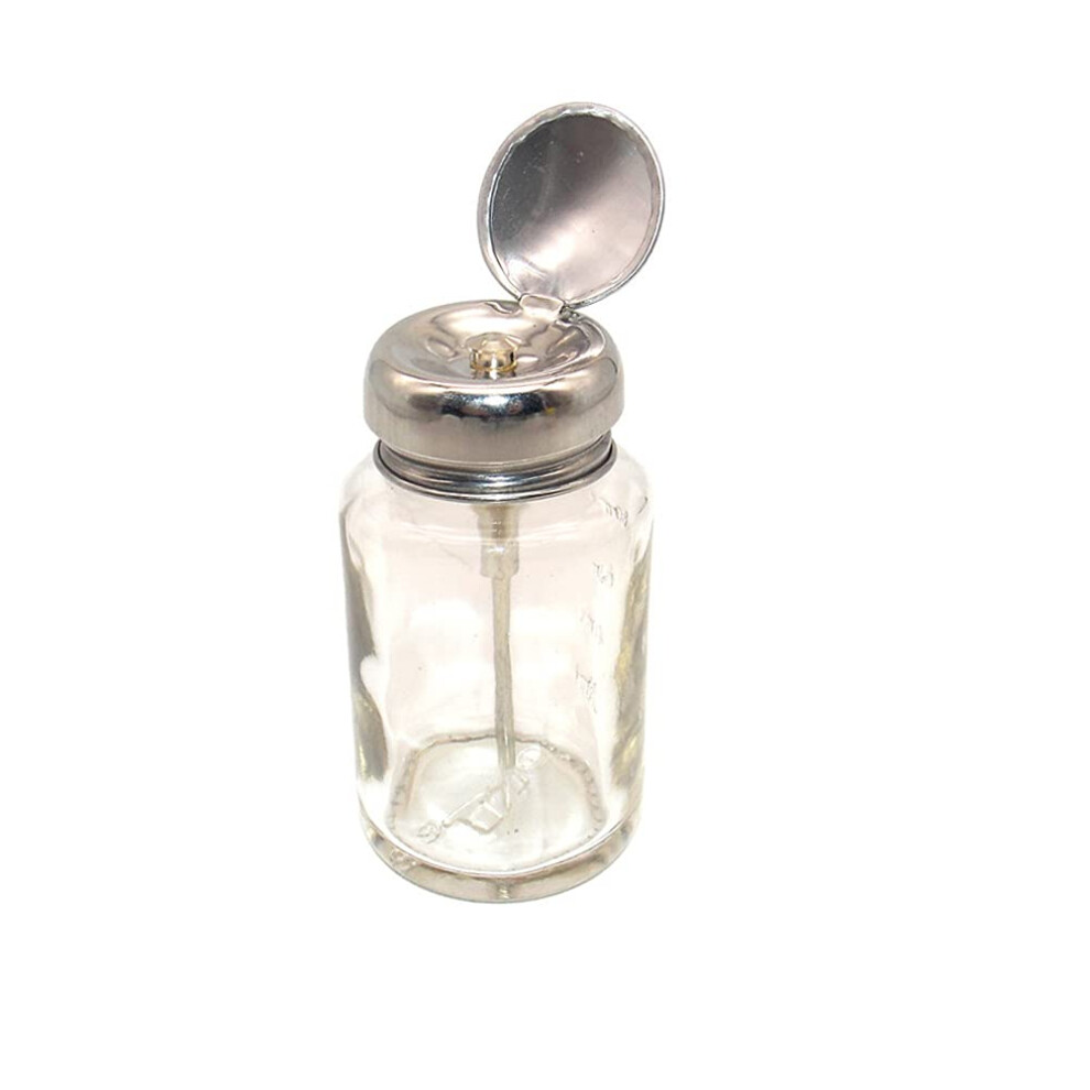 100ml Glass Pump Dispenser Bottle for Nail Polish Remover Alcohol Acetone with Stainless Steel Pump