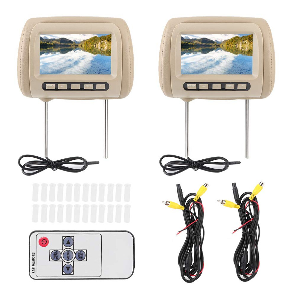 7 Inch Dual Screen Car Headrest Dvd Player With Usb Sd Support And Ir Headphones Brown 9169991692746
