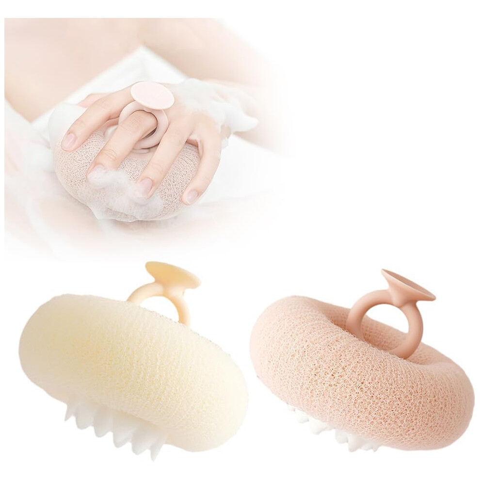 Soft Exfoliating Sunflower Bath Sponge with Suction Cup, MultiColor Mesh Pouf Shower Loofah