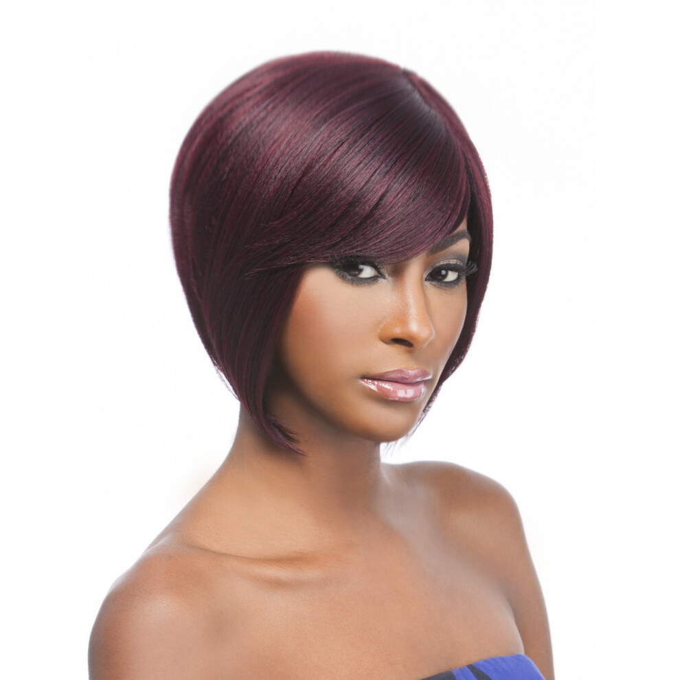 Short Straight Bob Wig Chin Length Synthetic Full Coverage Natural Color D270 for Women