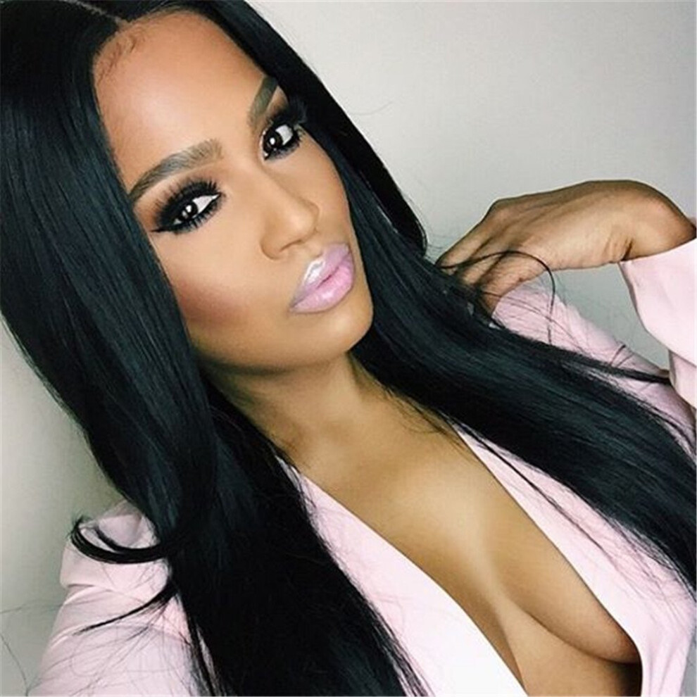 Human Hair Full Lace Wig 24 Inch Silky Straight Brazilian Remy Glueless Natural Hairline With Baby Hair