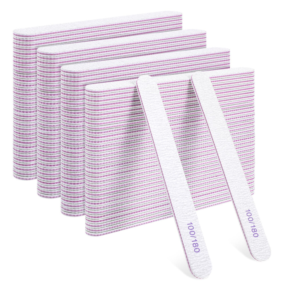 125 Pcs Nail Files 100/180 Grit DoubleSided Emery Boards for Acrylic and Natural Nails Salon Use