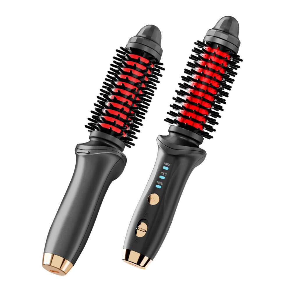 Black Cordless Curling Iron With Extra Long Tourmaline Ceramic Barrel, Antiscald Instant Heat Hair Brush For Travel