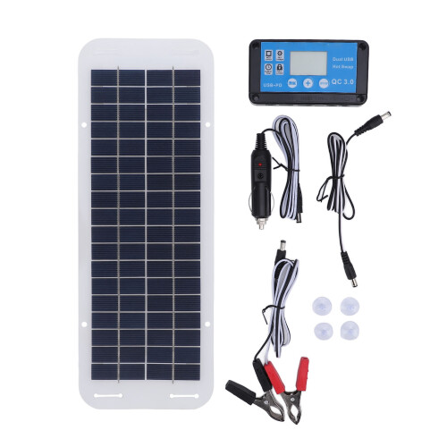 Kit di pannelli solari policristallini da 30W con controller da 100A, blu 1