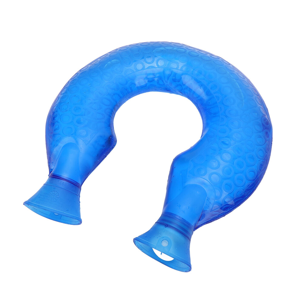 U Shaped 1.4L PVC Hot Water Bottle Neck Heating Pad Blue Cover