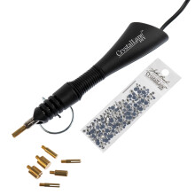 Hot Fix Rhinestone Applicator Kit with 250 Crystals and 7 Interchangeable Tips for Fabric Crafts