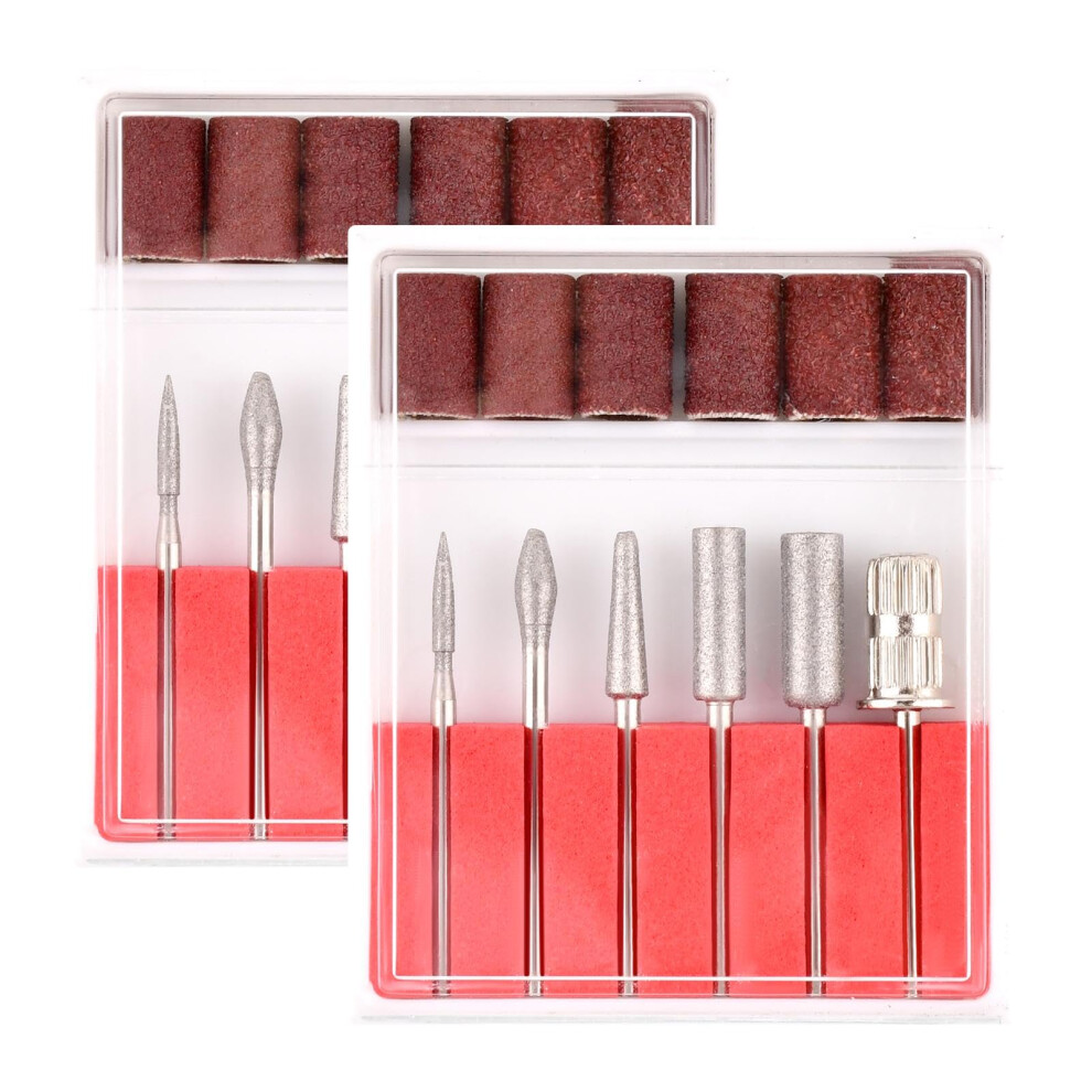 12Pcs Nail Drill Bit Set for Acrylic and Gel Nails with Sanding Bands #80 #120 #180