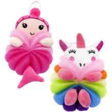 2pcs Bath Scrubber Balls with Mermaid and Unicorn Design, Soft Body Exfoliating for Gentle Skin Cleaning