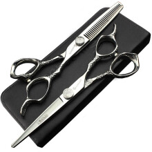 Professional Barber Scissors 6 Inch Silver Snake Textured Precision Cutting Blade Salon Quality