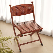 Folding Rattan Stool 33cm Brown Compact Design for Outdoor Leisure Camping and Garden