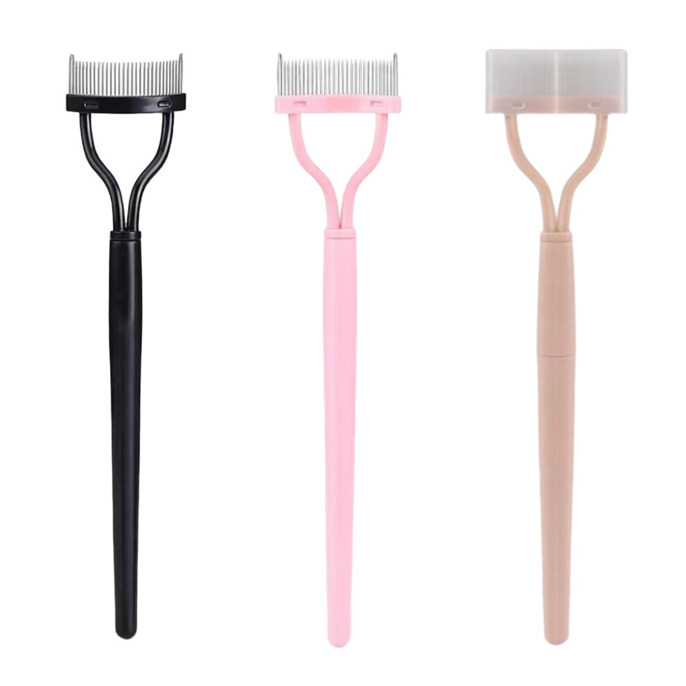 Eyelash Comb with Protective Cover, Precision Arc Lash Separator Brush for Clump Lashes, 3 Pcs
