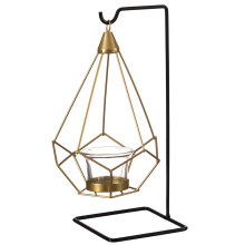 Decorative Candle Holder with Elegant Modern Design, Geometric Metal Hanging Lantern Tabletop Centerpiece