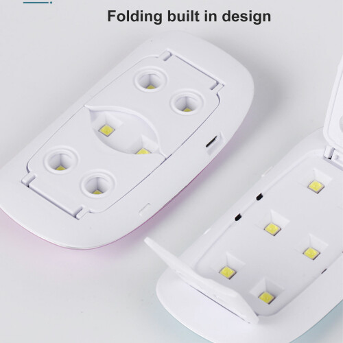 6W Portable Foldable UV LED Nail Lamp, Handheld Curing Dryer, Silver 2