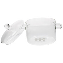 Borosilicate Glass Cookware Soup Pot with Lid, Heat Resistant Double Handles for Stews and Braising