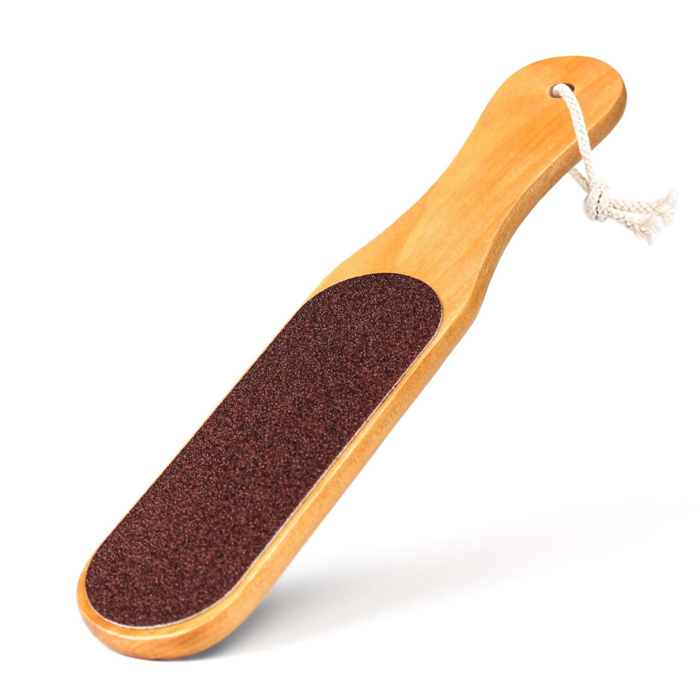 Foot File and Callus Remover with DualSided Abrasive Wooden Handle for Wet or Dry Pedicure Care