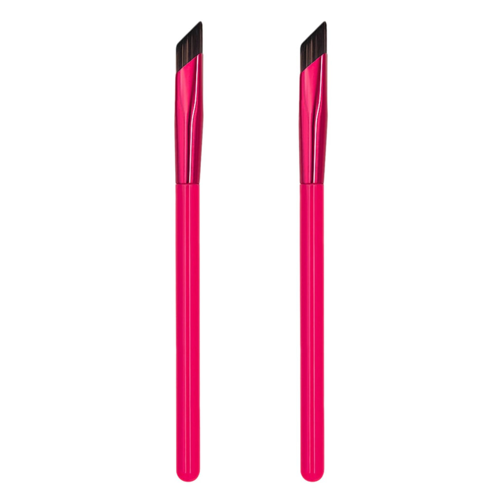 2Pcs Angled Eyebrow Brush Duo with Synthetic Hypoallergenic Bristles for Precision Brow Shaping