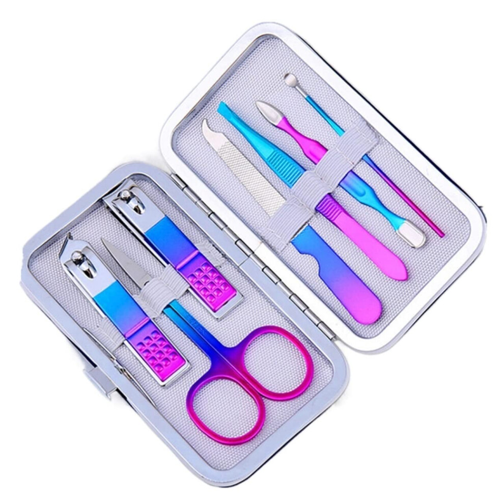 Manicure Set 7in1 Stainless Steel Nail Clippers Kit for Travel Grooming with Zipper Case