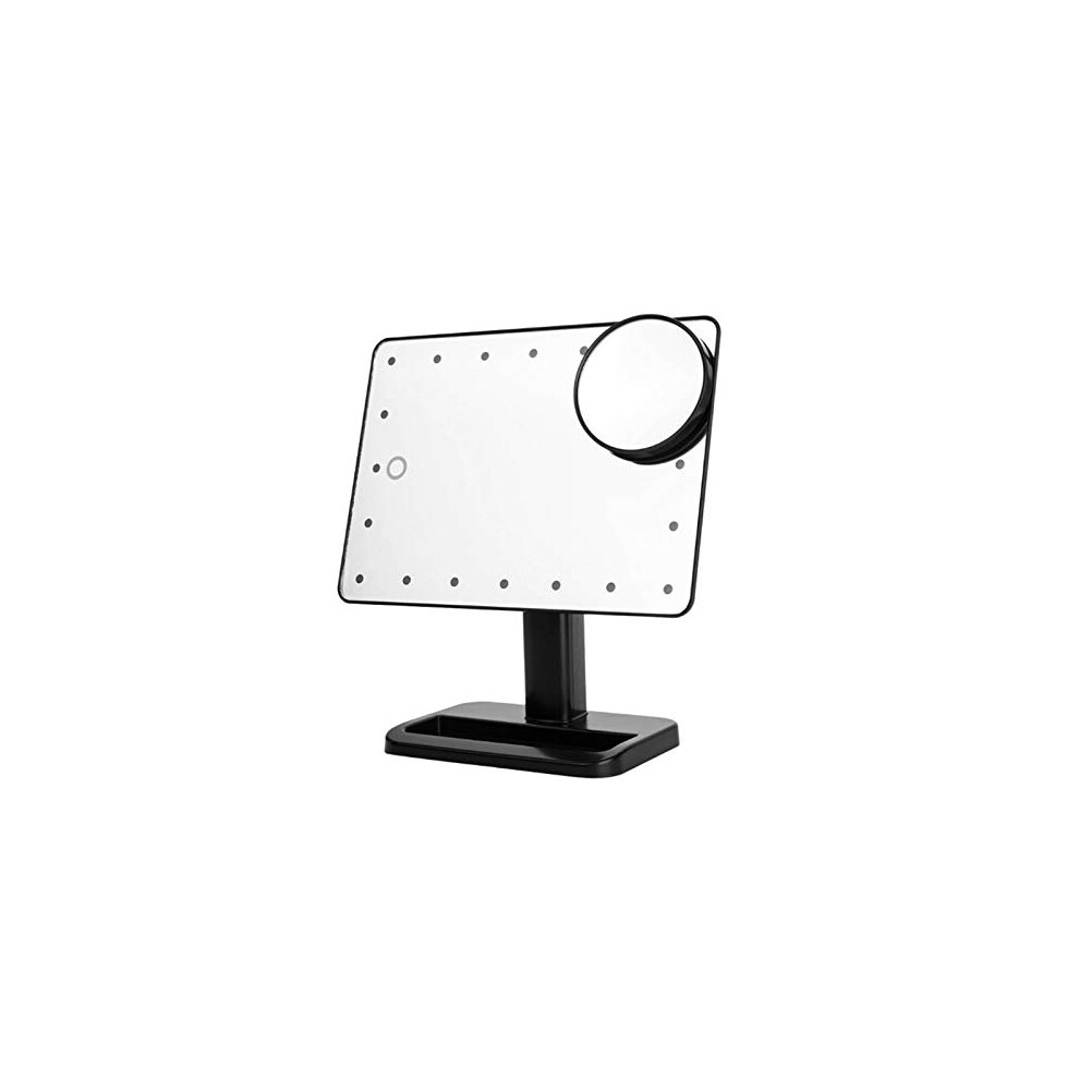 Light/Black Led Makeup Mirror With Touch Sensor Portable Vanity Mirror For Desktop Use