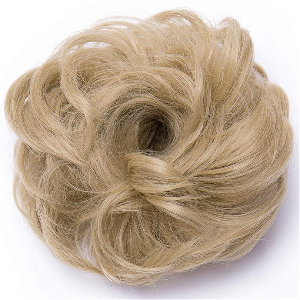 Unisex Curly Chignon Hairpiece Natural Color Synthetic Hair Bun With Elastic Scrunchie For Instant Volume