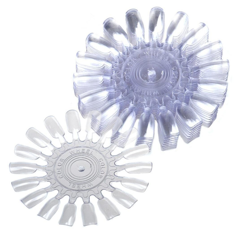 10 Pack Clear Nail Display Wheels with False Nail Tips for Practice and Organized Color Swatches