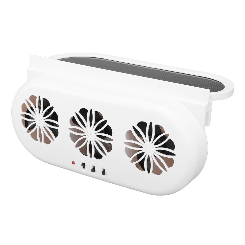 Solar Car Fan With Dual Power And Rapid Cooling For Window Ventilation And Noise Reduction White 9455672038805