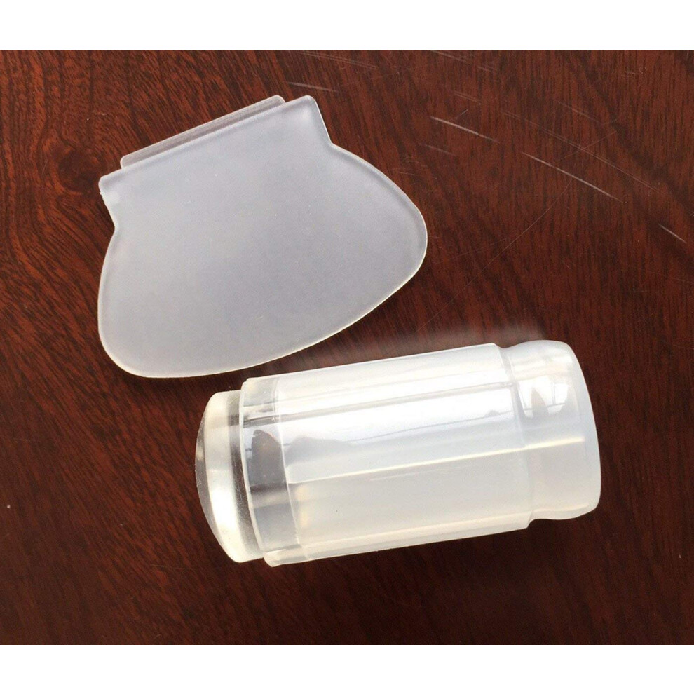Clear 2.8cm Silicone Nail Art Stamper Set with Scraper for Fast Accurate DIY Manicure