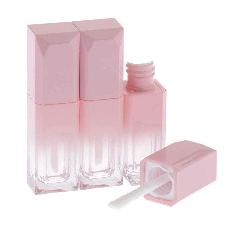 Pink 10Pcs 5Ml Gradient Lip Gloss Tubes With Wand, Leakproof Refillable Lip Balm Containers For Diy Cosmetics