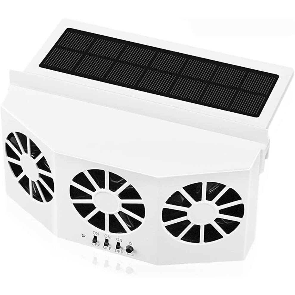 Solar Powered Car Fan Ventilator With Odor Removal And Speed Exhaust For Hot Weather (White) White 9092120538731