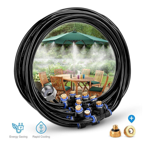 Patio Misting System Brass 8m/26ft 9-Nozzle 3/4in 2