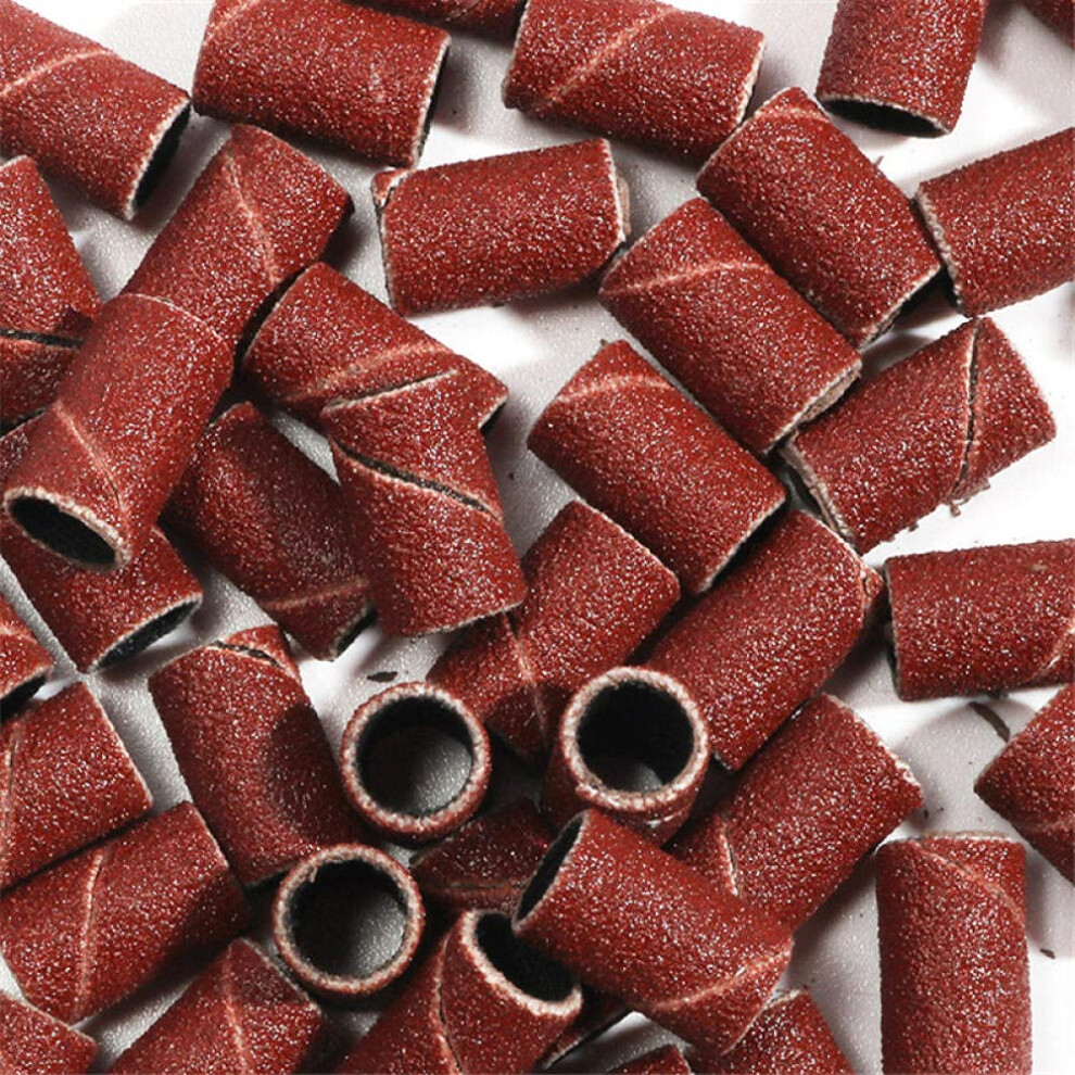 Brown 100Pcs Nail Drill Sanding Bands 80 120 180 Grit For Electric Manicure Pedicure Precision Shaping