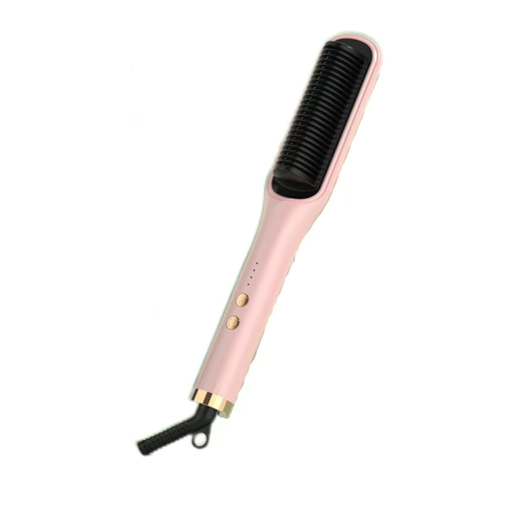 Pink Hair Straightener Brush With Negative Ion Technology, Antiscald, Rapid Heat, For Salon Or Home